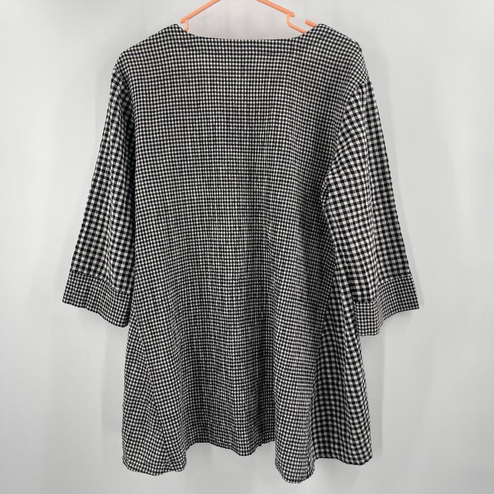 HABITAT Tunic Top Small Lagenlook Art To Wear Artsy Gingham Mixed Checks Funky - Picture 2 of 12